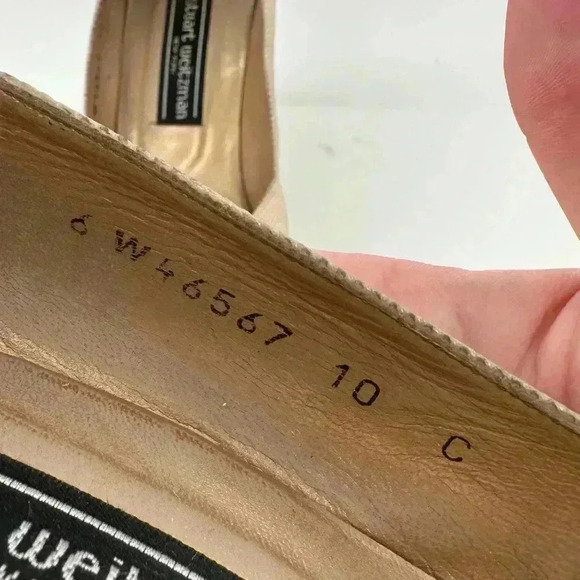 Stuart Weitzman heels size 10 C old leather pointy toe stilettos vintage 80s 90s - Picture 11 of 13